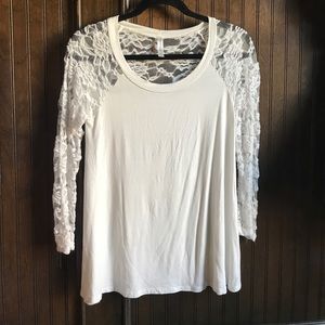 Cream lace sleeved shirt
